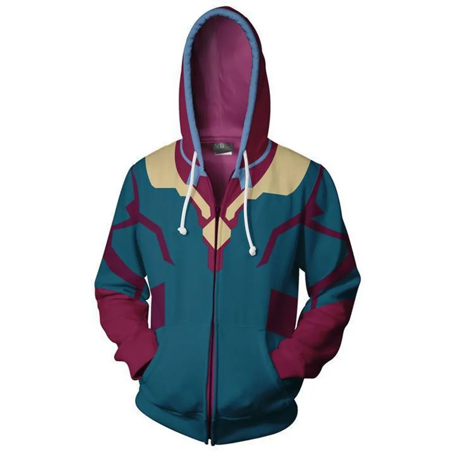 3D Print Super hero cyborg Vision Avenger Endgame Movie Costumes Sweatshirt Hoodie Coat Jacket Cosplay Costume Men Woman Top New