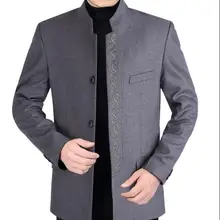 Китайский костюм-туника, Мужской Блейзер, приталенный, casaco jaqueta masculina, пальто, мужская куртка, китайский стиль, стоячий воротник, весна