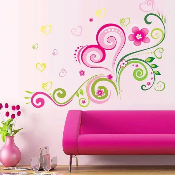 Dormitorio romántico salón decoración de la pared pegatinas de flores