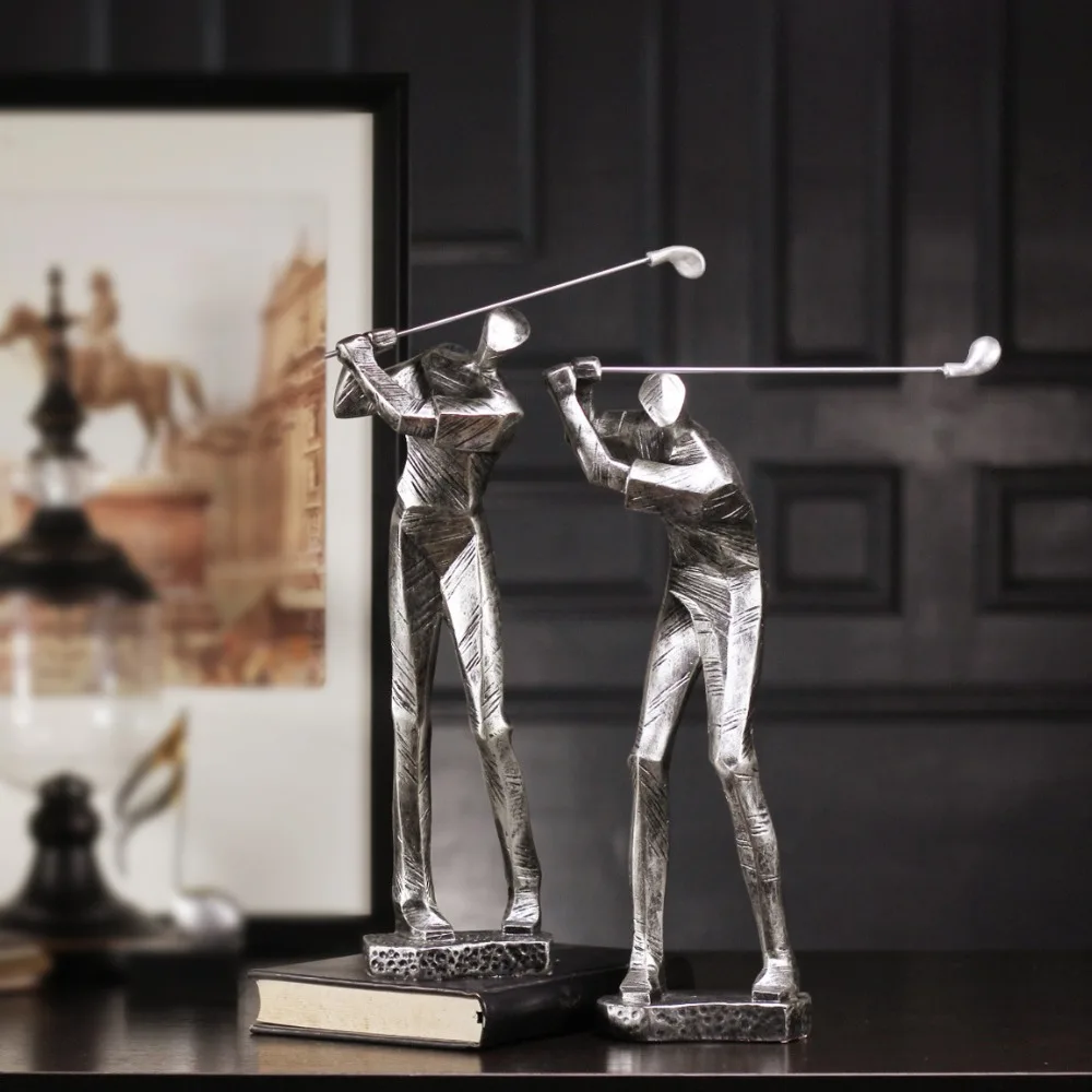 European Abstract Golf Sport Art Sculpture Athlete Figurine Figure Statue Resin Art&Craft Home Decoration Accessories R1396