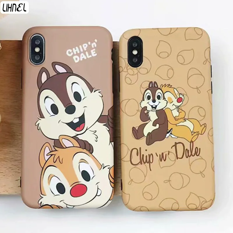 

Silicon Case for iPhone 7Plus Cute Chip Dale Cartoon IMD Case Cover for Apple iPhone X XS Max XR 6 6S 7 7Plus 8 8Plus etui coque