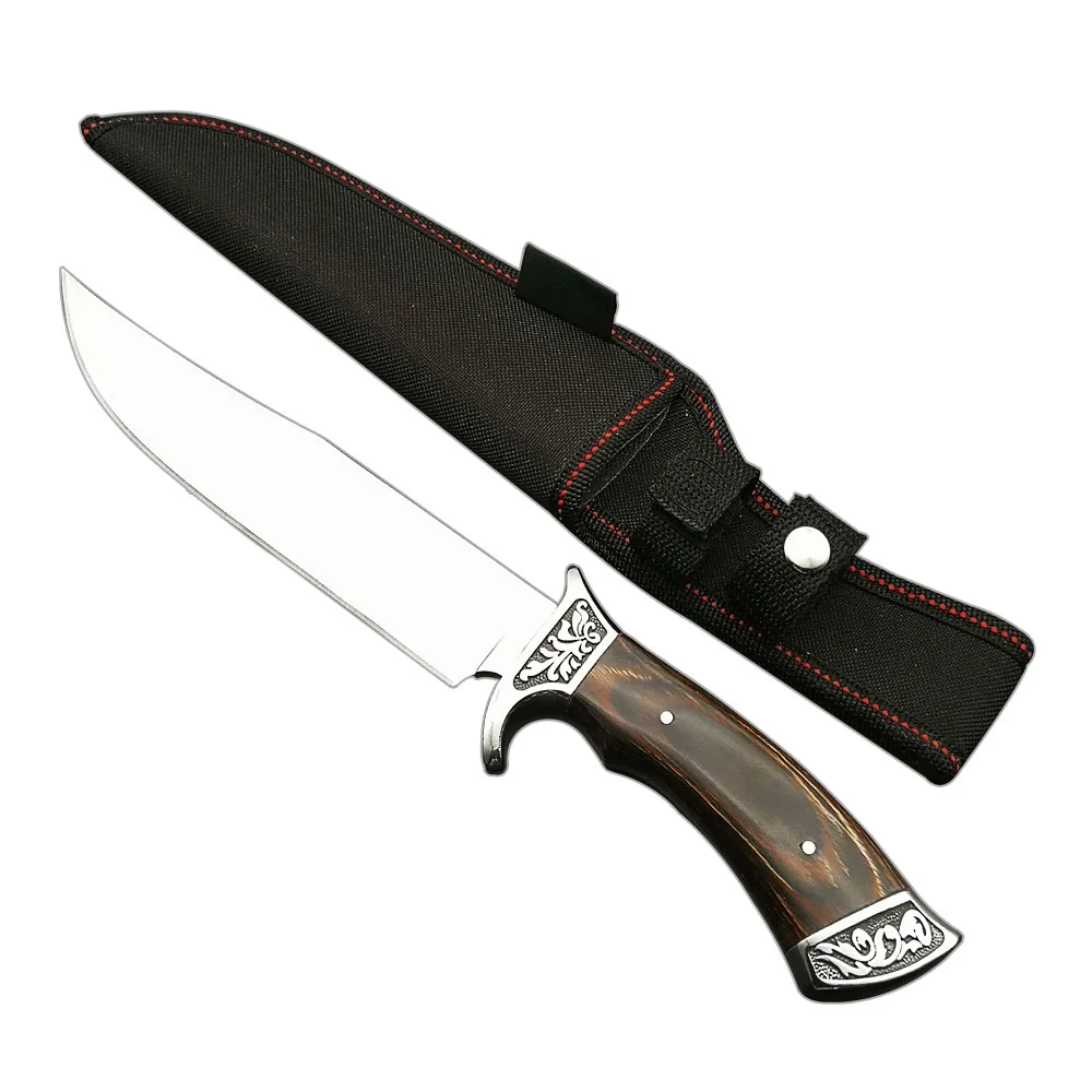

ToughKeng 5Cr13 Stainless Steel Fixed Blade Knife Hunting Knife Wood Handle Outdoor Survival Knives Hunting Bear, Deer