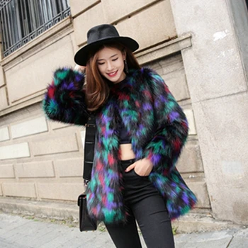 

2019 Fur Vest Fur Fox Fur Coat Top Fashion Fox Full O-neck Slim New Korean Color Imitation Girls Long Winter Jacket