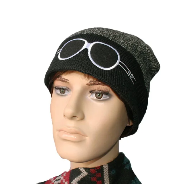 NAISLEY Fashion Handsome Warm Cap Two tone Glasses Pattern Knitted Hat