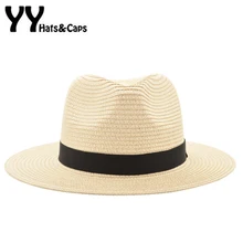 Винтажная Панама шляпа мужская соломенная фетровая шляпа мужская Солнцезащитная шляпа женский летний пляжный солнцезащитный козырек Кепка шляпа крутая мягкая фетровая шляпа в джазовом стиле шляпа сомбреро YY17161