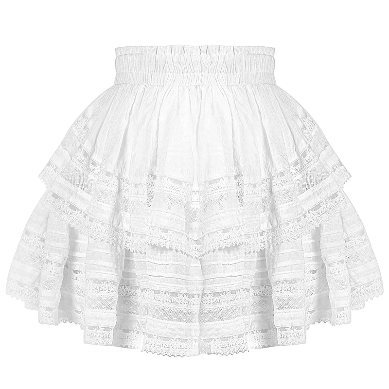 Skirt Летнее дизайнерское платье для подиума, женское летнее сексуальное Элегантное Белое Кружевное мини-платье с вышивкой и оборками, богемное платье - Цвет: Skirt