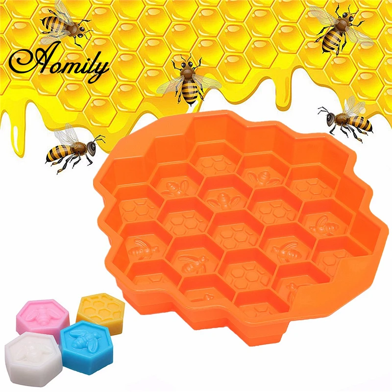 Aomily DIY Honey Comb Mold Silicone Cake Pan Bees Soap Mould 19 Cell Beeswax Ice Jelly Bakeware Decoration | Дом и сад