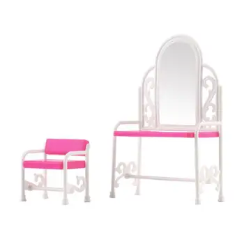 

Girls Dressing Accessories Miniature Dressing Table and Chair Set Dolls House Furniture Toy