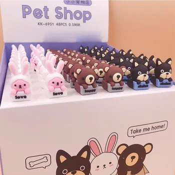 

36 pcs/lot Dog Bear Rabbit Gel Pen Cute Pets 0.5mm Black Ink signature pen School writing Supplies Stationery gift