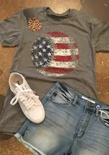 Chulianyouhuo T Shirt Women Clothing American Flag Baseball Printed T-Shirt Top Summer Short Sleeve O-neck t-shirts Tops Tee
