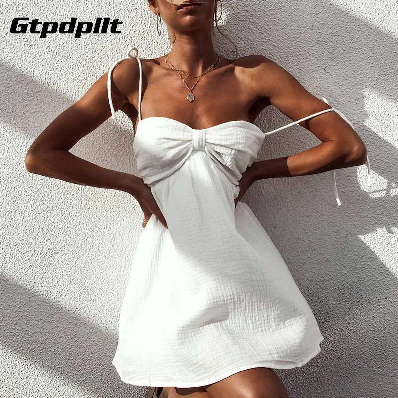 

Gtpdpllt New Summer Dress Women Vestidos Spaghetti Strap White Dress Mini Vestido de festa Sexy Beach Dress Plus Size Dresses