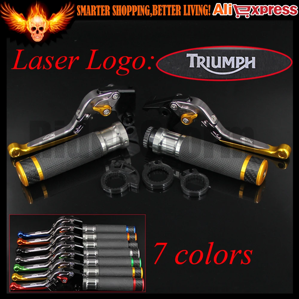 

7 Colors Gold+Titanium New CNC Folding Motorcycle Brake Clutch Levers&Handlebar Hand Grips For Triumph SPEED FOUR 2005 2006