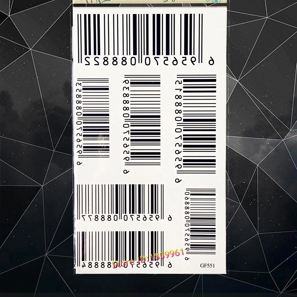 

Scan QR Bar Code Temporary Tattoo Zip Code Wifi Waterproof Black Tattoo Stickers 17*10CM Women Men Body ARm Flash Tatoo Paste