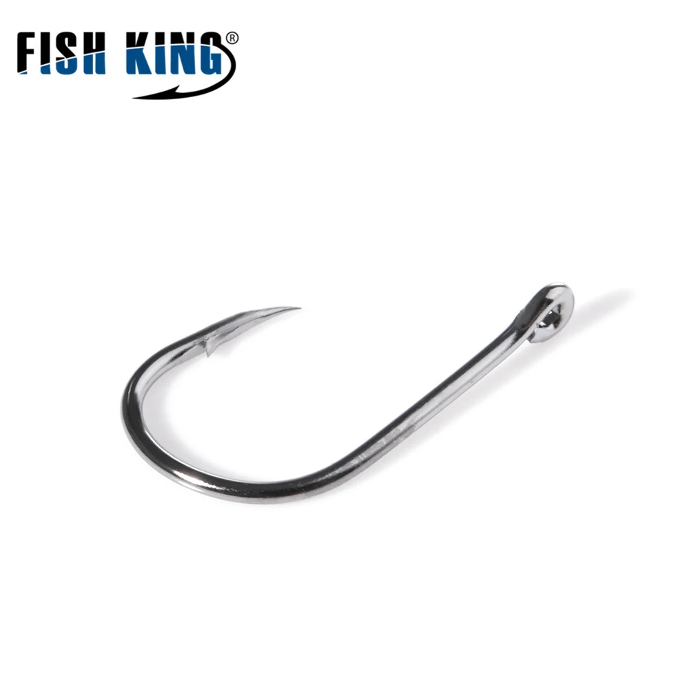 FISH KING 10pcs/pack 3#-12# KATANA High Carbon Steel Carp Anzol Fishing Hooks Jig Barbed With Hole For Fishing Accessories Pesca