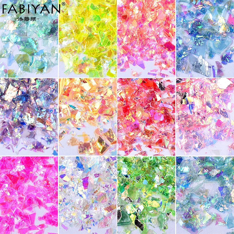 

12 Colors Decoration Nail Art Shell Glitter Cellophane Sequins Irregular Paper Powder Manicure Sticker DIY Tips Design Tools Set