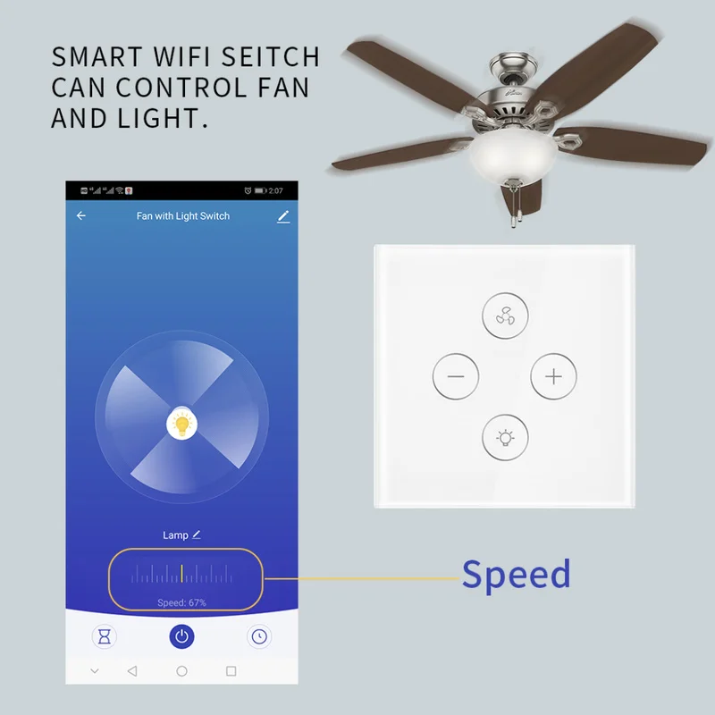 Wi-Fi приложение ПДУ для умного дома, с таймером, совместим с Alexa и Google Скорость ЕС Smart переключатель потолочного вентилятора Управление Совместимость с Alexa и Google домашней автоматизации нет концентратор требуется