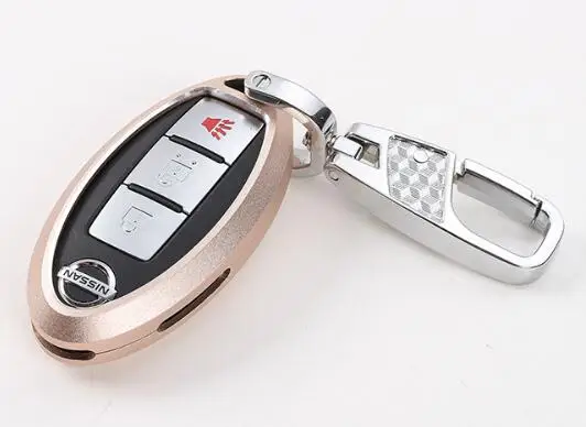 Новейшая ключевая цепочка чехол Корпус кольцо брелок алюминиевый сплав для Nissan Patrol Y62 год 2012-17 - Название цвета: Золотой