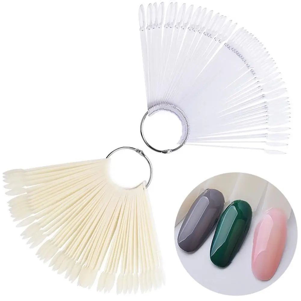 

50Pcs Fashion Fan-shape Color Card Nail Art Tips Polish Board Nail Art Display Practice Sticks Manicure nail art Tool