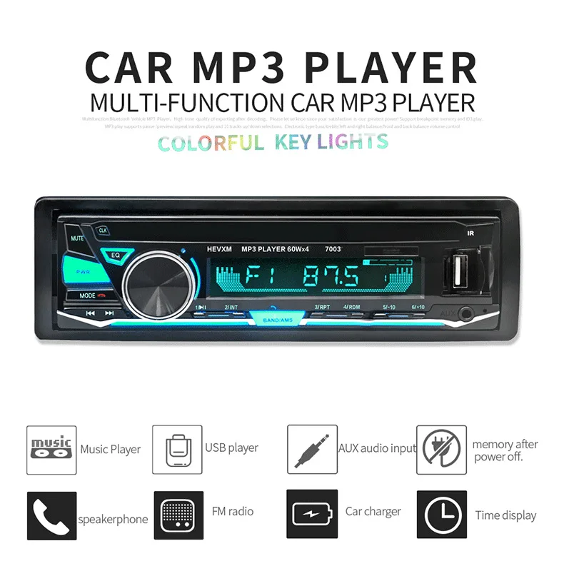 Bluetooth вызова громкой музыки MP3 Авто Автомобильный MP3-плеер 12 В Автомобильный MP3-плеер автомобиль Plug-в машине Цвет версии Дисплей