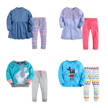 Nouveau 2017 Marque Top Qualité 100% Coton Bébé Filles Vêtements enfant Enfants Vêtements Ensemble À Manches Longues Vêtements Ensembles Bébé Filles Outwear