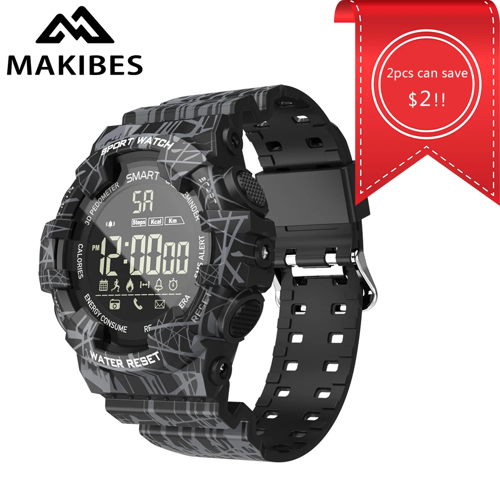 

2pcs can save $2!! Makibes GK02 Smart Watch EX16C 5ATM Waterproof smartwatch Remote Control Fitness Activity Tracker Sport Watch