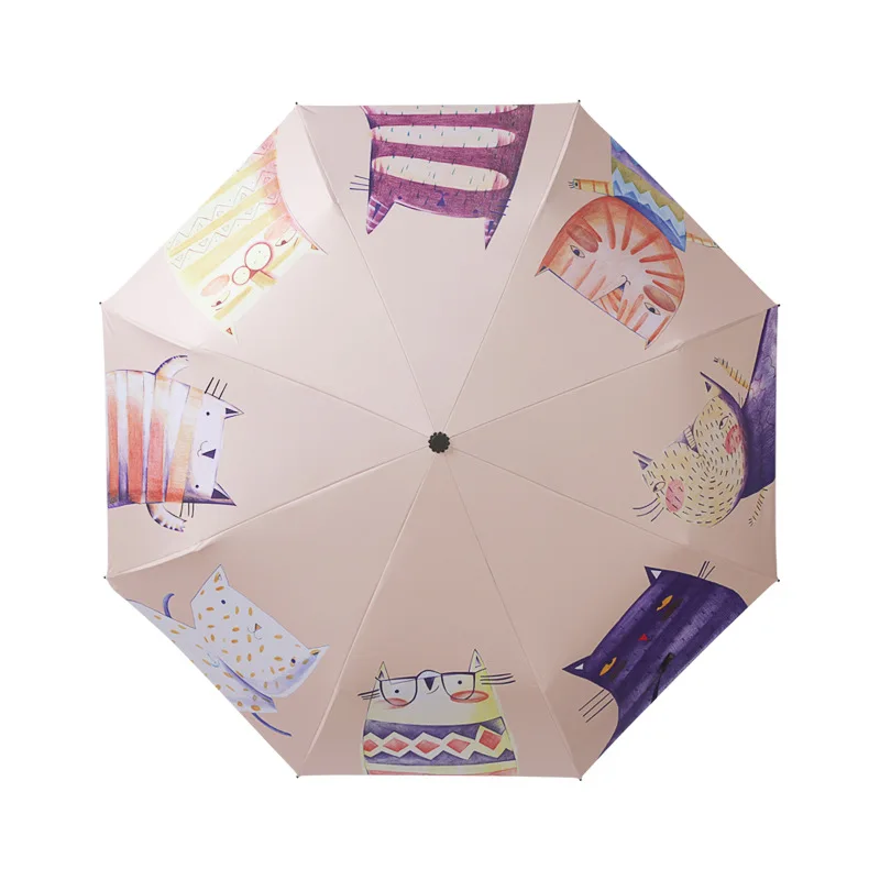 Солнечный дождливый зонтик карманный мини-зонтики анти УФ солнце дождь Ветрозащитный светильник складной портативный для женщин девушек прекрасный модный Кот