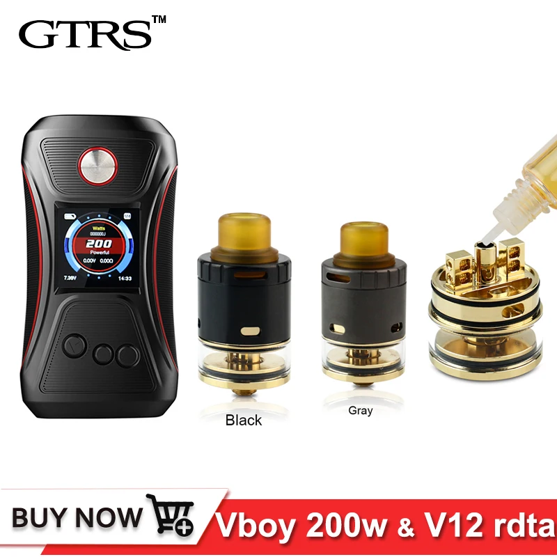 

Original GTRS VBOY TC MOD SX500 Chip V12 RDTA atomizer vape tank Version 2 V-BOY 200W e-cigarette electronic cigarette kit