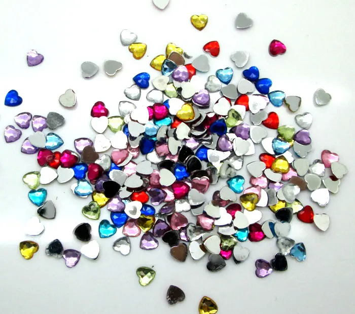 

1000Pcs 6mm Mixed Heart Acrylic Beads Craft Cabochon Scrapbook Decoration Flatback Nail Art Garment Beads DIY
