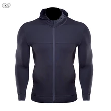 Тонкие плотно облегающие куртки с капюшоном для тренировок мужские толстовки для бега на молнии для фитнеса Топ для бодибилдинга одежда для спортзала пальто с капюшоном