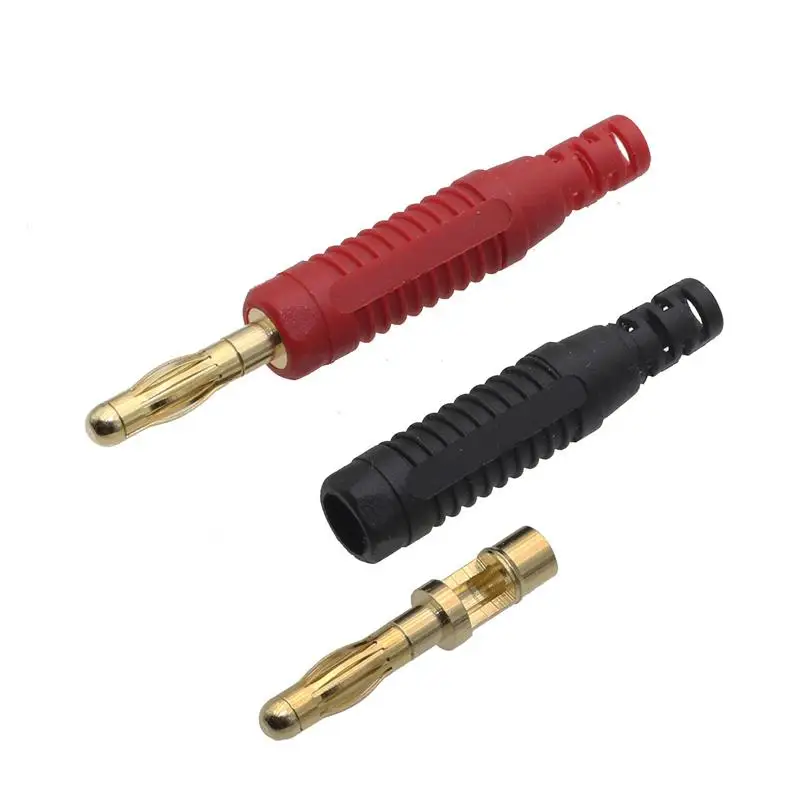 10pcs Gold Plated 4mm Banana Plug Connectors Adapter Wire Audio Cable