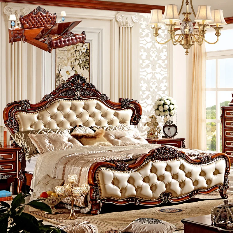 European Style Double Bedroom Set Wit Beside Table,dressing Table Set &4 Doors Wardrobe From Foshan Furniture