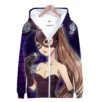 

Sweetener Ariana Grande 3D Hoodies Hip Hop With Zipper Harajuku Sweatshirts KPOP Streetwear Winter Womens Jackets And Coats 4XL