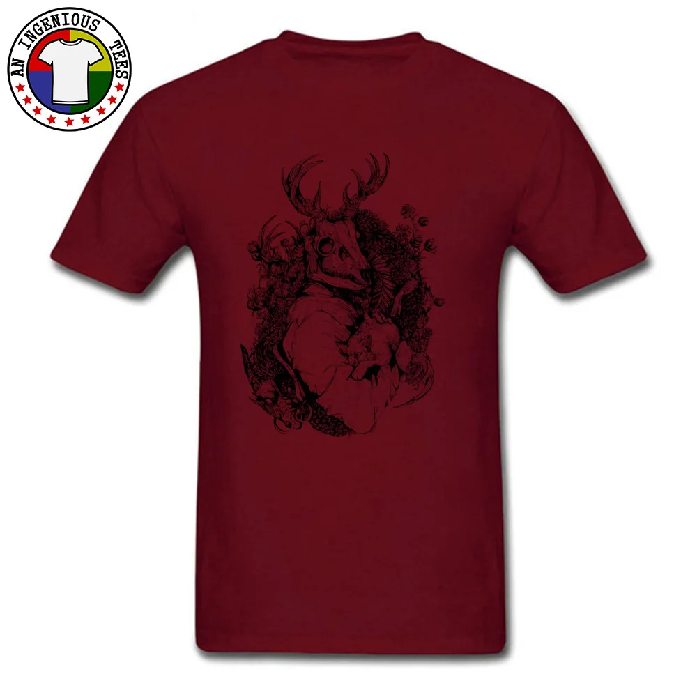 Stag Dragon T-Shirt for Men Geek Fall Tops & Tees Short Sleeve Retro Casual Tee Shirts O Neck Pure Cotton Free Shipping Stag Dragon maroon