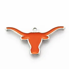 

Hot Sell 10pcs/lot Enamel Texas Longhorns Sports Pendant Dangle Hanging Charms For Bracelet Necklace Diy Jewelry