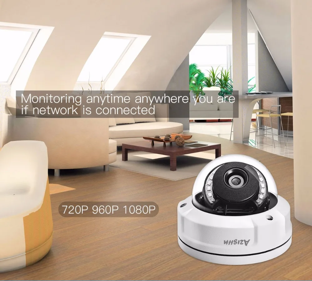 AZISHN Антивандальная 3MP HD POE ip-камера CCTV для помещений и улицы, домашняя купольная сетевая камера видеонаблюдения Onvif