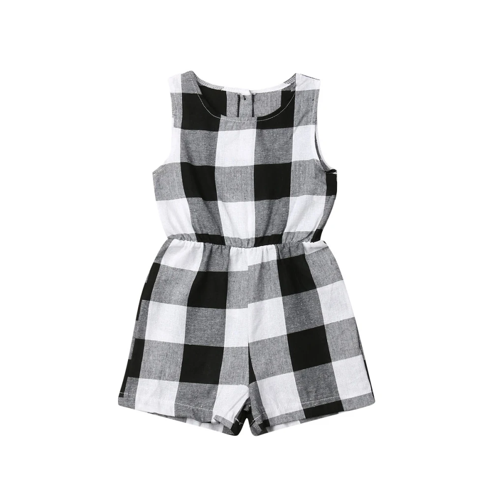 Mother Daughter Family Matching Outfits Clothes Plaid Parent-child Dress Baby Girls Mom Romper Fashion Summer Women Kids Costume