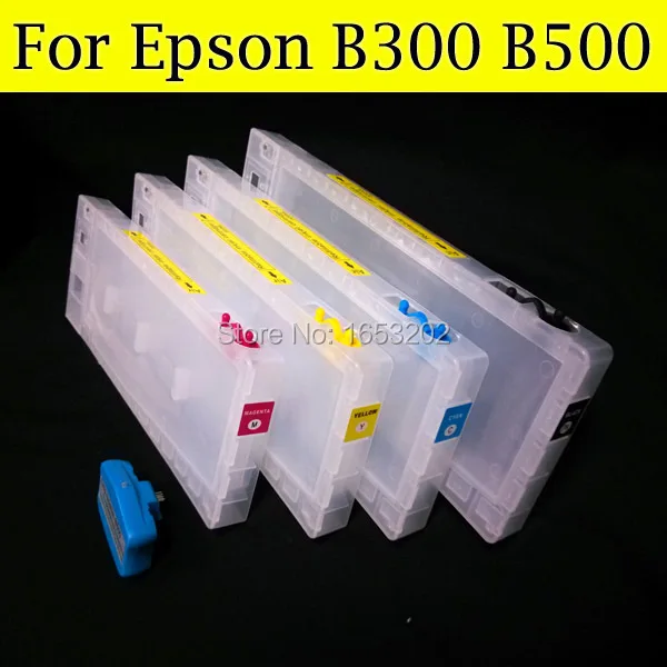 

4 Color/Lot Refillable Ink Cartridge For Epson B500DN B300 B310 B510DN B510 B500 Printer With Chip Resetter