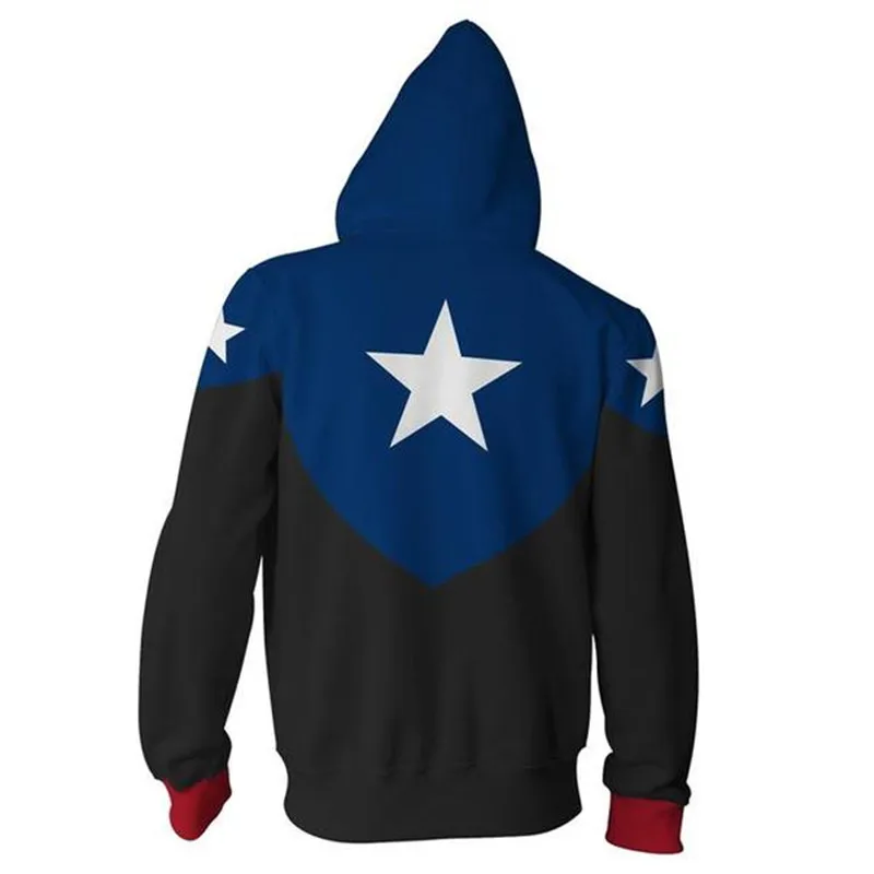 Fans Wear Captain America Sweatshirt Cosplay Hoodie Bucky Cap Cosplay Zip Up Hoodie Superhero 3D Printed Hooded Sweatshirts
