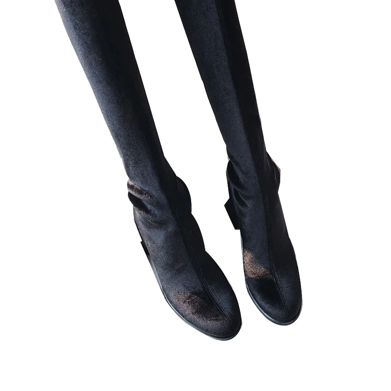 JAWAKYE/Дизайнерские эластичные сапоги выше колена; сезон весна-осень; женская обувь на высоком каблуке; эластичные сапоги до бедра; Botas Mujer; Свадебная обувь