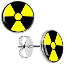 Серьги-гвоздики оптом черный и желтый излучения серьги из нержавеющей стали шпильки изменщик модные украшения 8 мм 10 AW5017