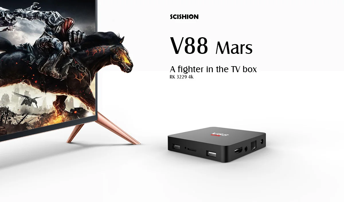 SCISHION V88 Mars Android TV Box RK3229 Quad-core CPU Support 2.4GHz WiFi 4K H.265
