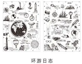 2 шт черный и белый ретро путешествия заметки и наука украшения стикер для канцелярских товаров diy дневник в стиле Скрапбукинг этикетка стикеры канцелярские товары - Цвет: see chart