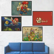 Juego de Super Mario Poster decoración de la habitación del chico Retro Kraft papel vintage poster pegatina de pared