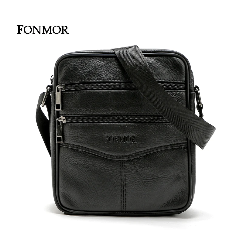 Fonmor Retro Soft Real Leather Men Bag Small Shoulder Travel Crossbody Bags Male messenger bag for man
