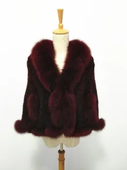 

new fashion knitted mink fur poncho for lady