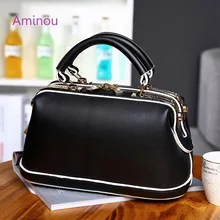 2017 Nouveau Design Femmes Médecin Sac À Main Femme En Cuir Fourre-Tout Sacs Marque Dames Petit Messenger Sacs Vintage Noir Blanc Sacs À Main