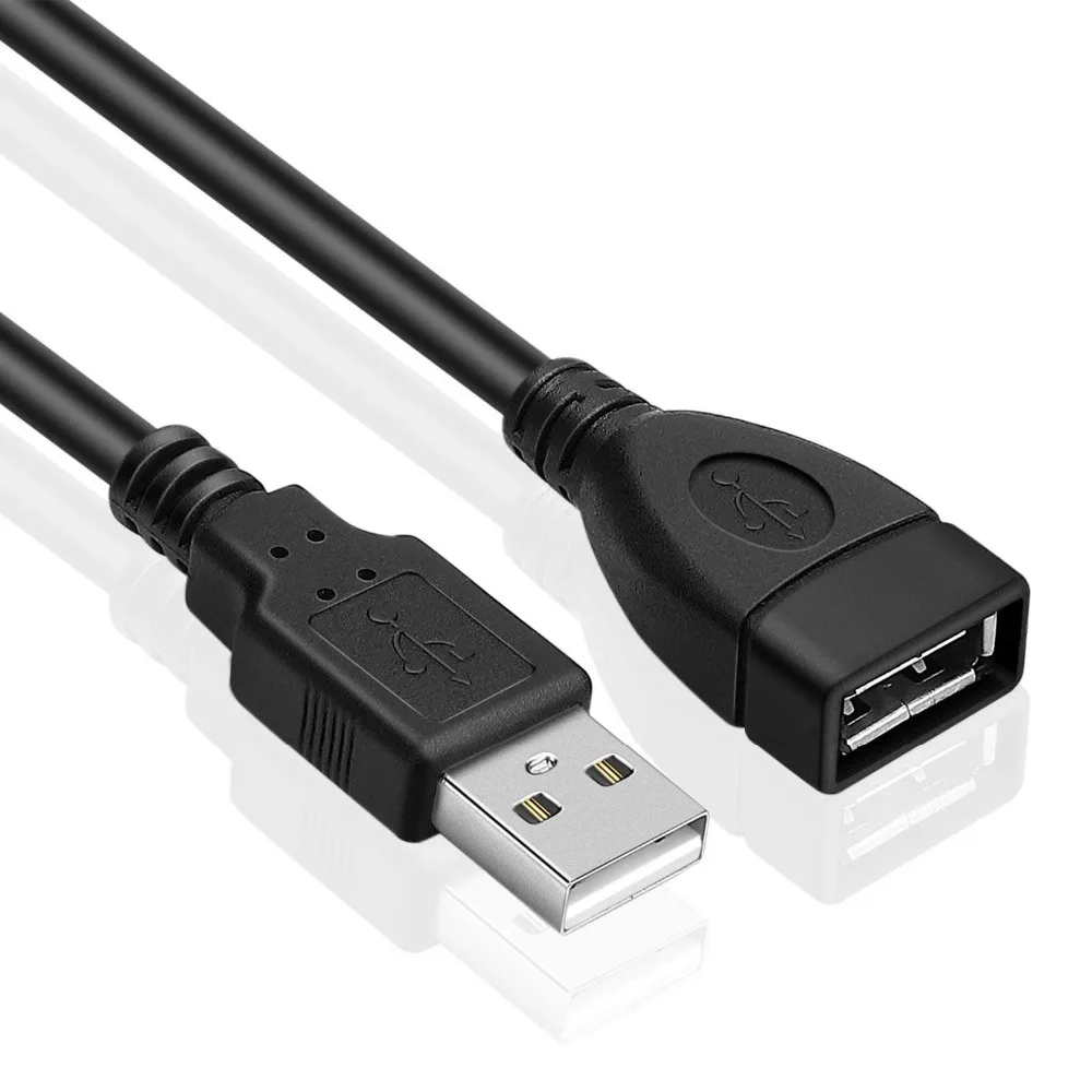 2 фута/60 см черный USB удлинитель папа Мама Кабель адаптер для передачи данных M/F