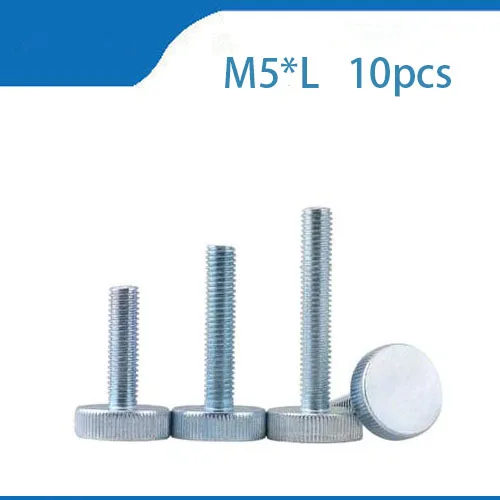 

10Pcs GB835 M3 M4 M5 Knurling Flat Head Knurled Thumb Screw Hand Tighten Computer Screws