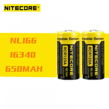 

2Pcs Original Nitecore NL166 16340 battery RCR123 3.7V 650mAh 2.4WH Rechargeable Battery with protected Li-on for flashlight