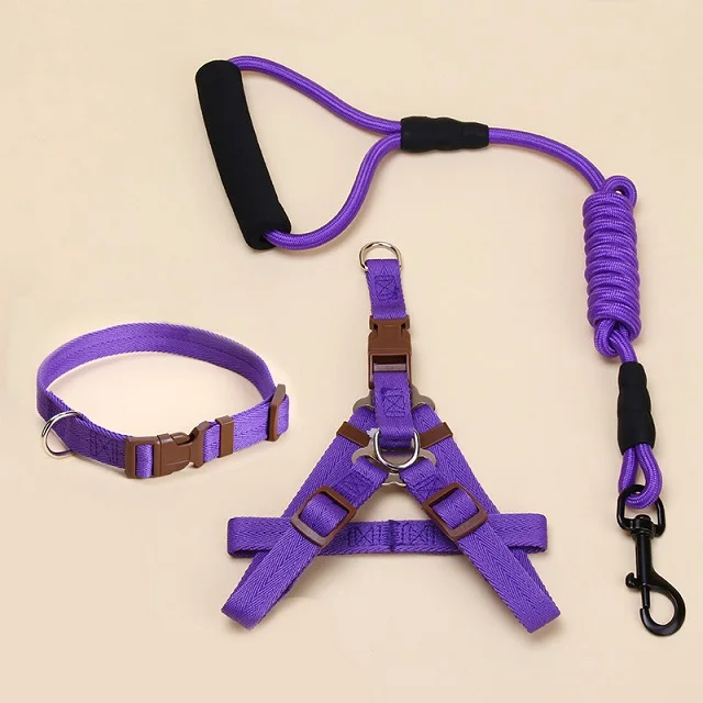 [GIIWIN] Товары для домашних животных собак, поводок приводит собаки-аксессуары для ошейника питомца щенок жилет для собак, Поводок для Животные PY0513 - Цвет: Purple Set